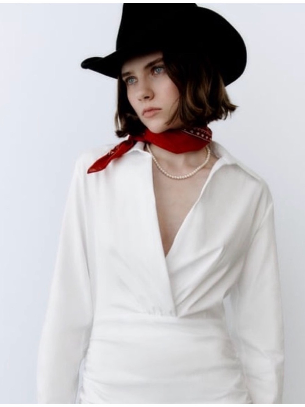 NWOT Zara White Shirt Dress Mini Bodycon Minimalist Wrap Top Preppy Women’s XS - Picture 3 of 15